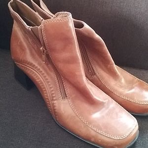 Tan leather booties